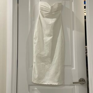 White Strapless Midi